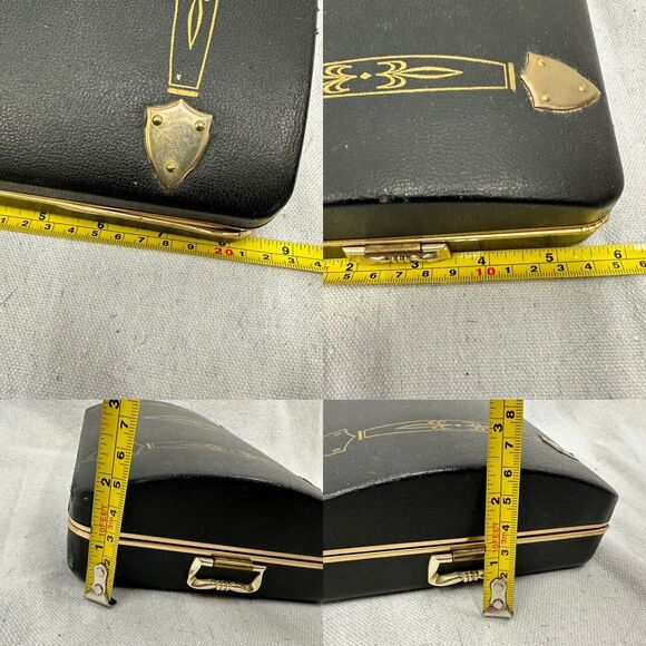 Vintage Shields Men's Accessory Jewelry Case Organizer Faux Leather Red Velvet - Picture 7 of 15